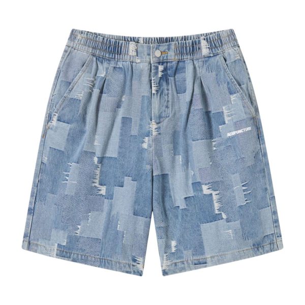PATCH WORK DENIM SHORT